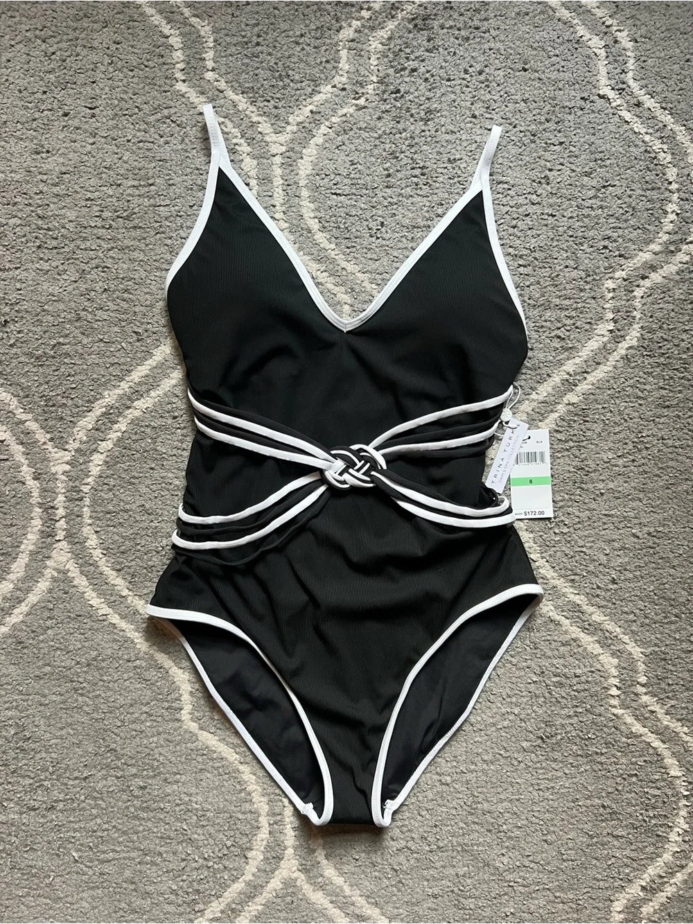 NWT Trina Turk Triumph Braided One-Piece Swimsuit, Size 8
